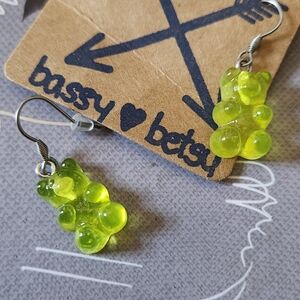 Neon Green Gummy Bear Earrings